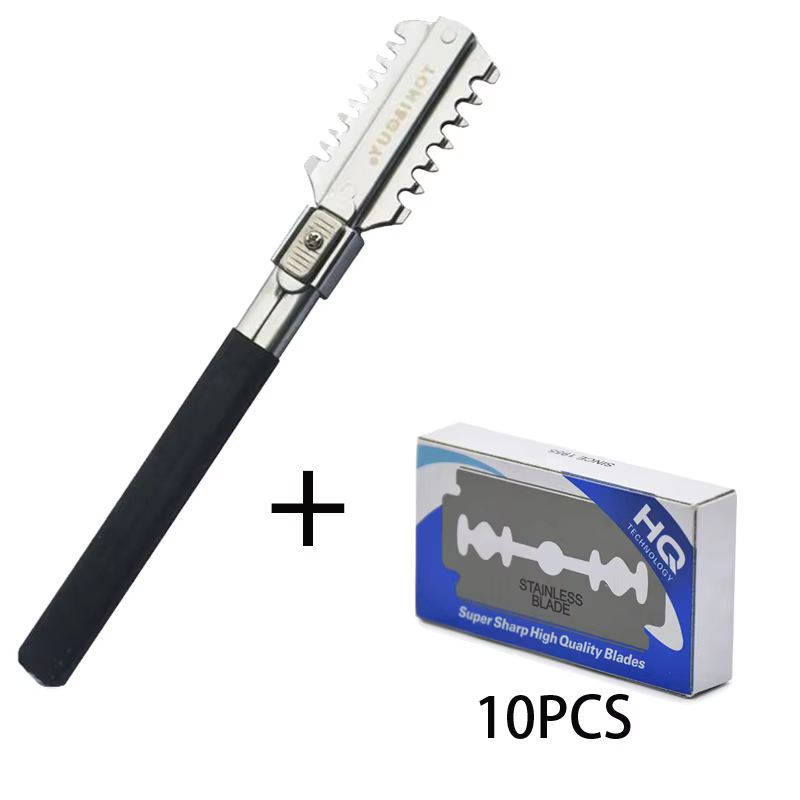 Mens Grooming Tools - ダブルエッジシェービングヘアカットかみそりナイフの刃手動ヘアカットツールひげトリマー理髪店スタイリングアクセサリー刃セット