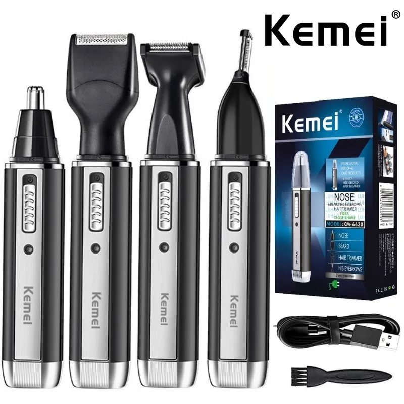 Men'S Grooming Nose And Ear - Kemei 4 in 1 トリマー男性用電動鼻と耳トリマー充電式トリマー毛ひげ鼻と耳クリーナーグルーミングセット