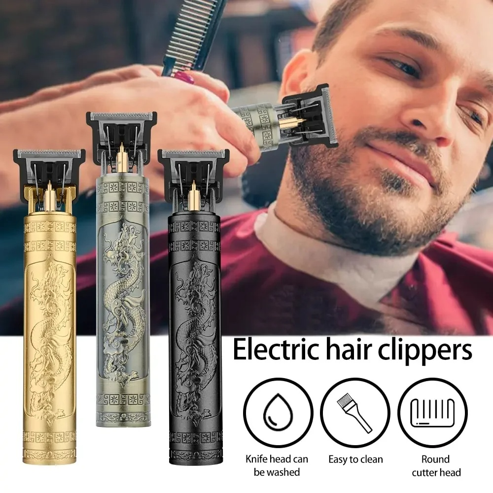 Mens Vintage Grooming Kit - プロ仕様T9ヘアトリマーマシン、メタルボディ、男性用髭トリマー、ステンレス鋼刃ヘアクリッパー、髭トリマーシェーバー