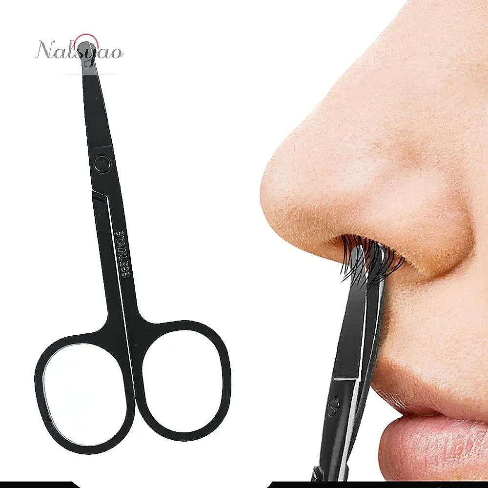 Men'S Grooming Nose And Ear - 新しい3.5インチのステンレス製ミニカーブ型ひげ・鼻毛・耳毛用トリミングハサミ。男性・女性向けの携帯用グルーミングツール。