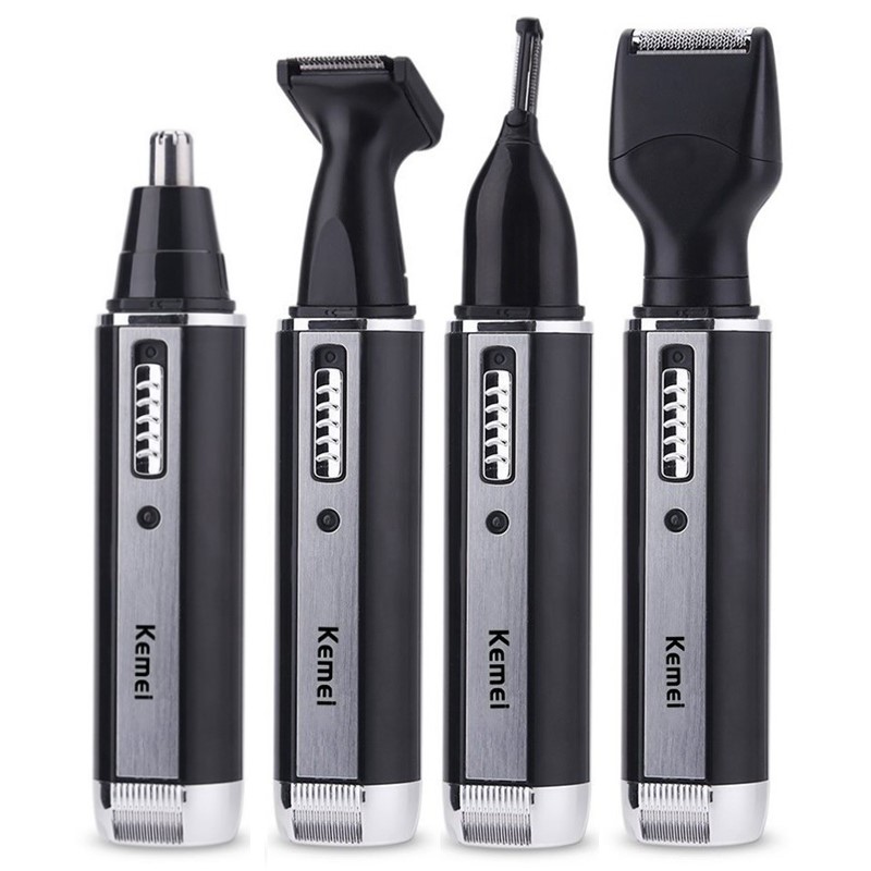Men'S Grooming Nose And Ear - 男性用充電式鼻毛トリマー,顔,体,あごひげ,眉毛,耳掃除機,グルーミング,シェーバーセット,Keme-4in個
