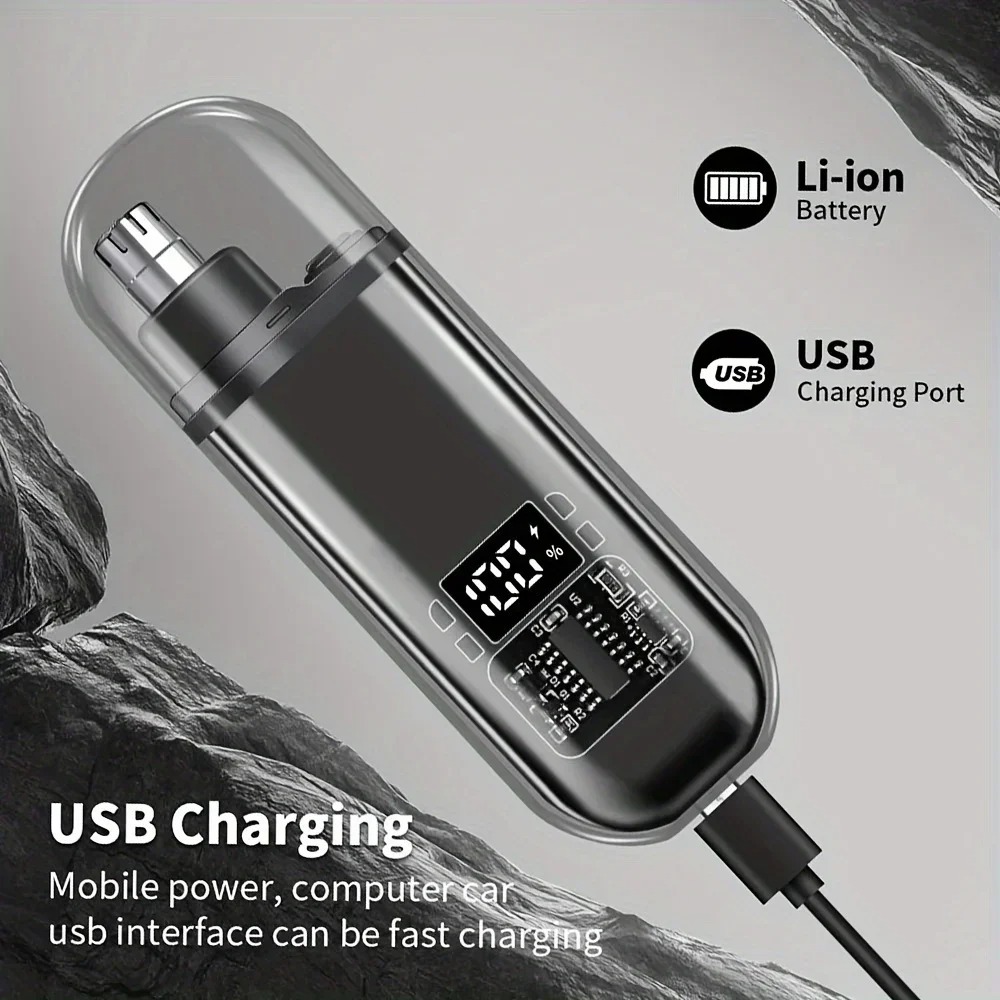 Mens Grooming Tools - 男性用鼻耳毛トリマー USB急速充電 ポータブル コンパクト ミニ電動グルーミングツール 旅行や家庭での使用に最適
