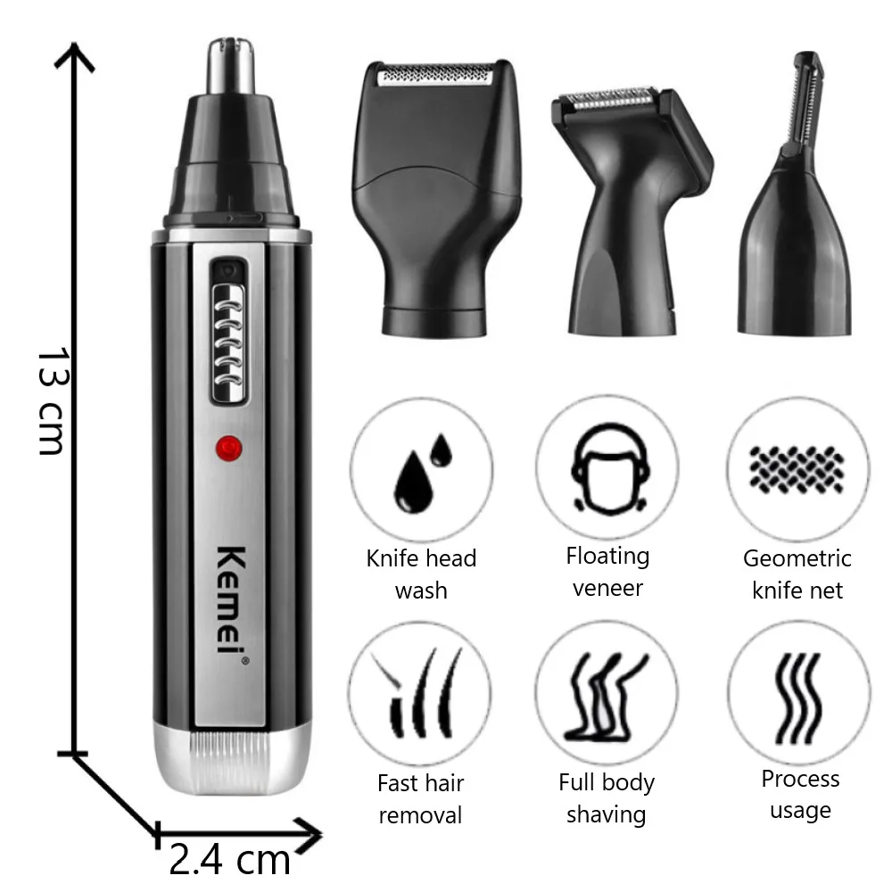 Kemei 4 in 1 トリマー男性用電動鼻と耳トリマー充 - Men'S Grooming Nose And Ear のレビューと価格